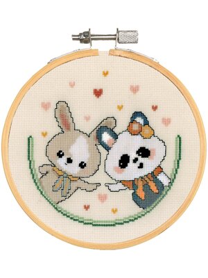 Vervaco Official Telpakket kit Panda and bunny love