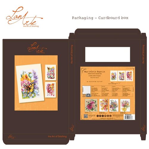Lanarte Wenskaart kit Kleurig bloemenboeket set van 3