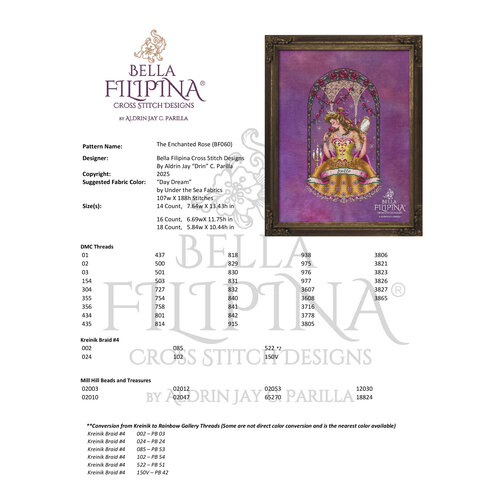 Bella Filipina Designs Borduurpatroon The Enchanted Rose - Bella Filipina