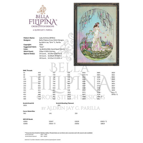 Bella Filipina Designs Borduurpatroon Lady Antheia - Bella Filipina - Special 10th Anniversary Design