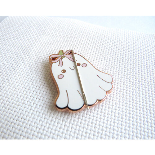 Leti Stitch Needle Minder Boo, the Ghost with the Pink Bow - Leti Stitch