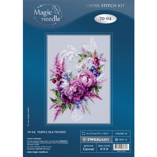 Borduurpakket Purple Silk Peonies - Magic Needle
