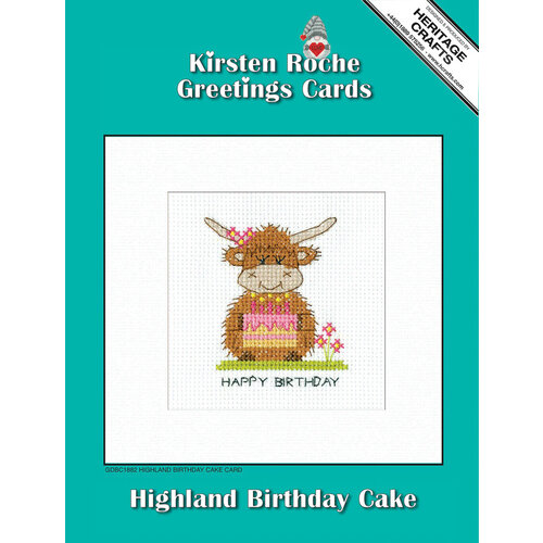 Heritage Crafts Borduurpakket Highland Card - Birthday Cake - Heritage Crafts