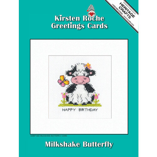 Heritage Crafts Borduurpakket Milkshake Card - Butterfly Birthday - Heritage Crafts