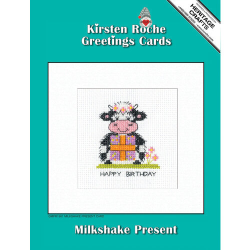 Heritage Crafts Borduurpakket Milkshake Card - Present - Heritage Crafts