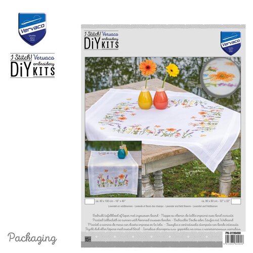 Vervaco Tafelkleed kit Lavendel en veldbloemen Vervaco Tafelkleed kit Lavendel en veldbloemen