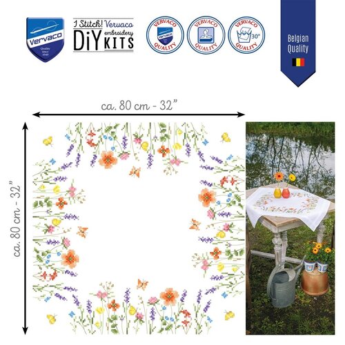 Vervaco Tafelkleed kit Lavendel en veldbloemen Vervaco Tafelkleed kit Lavendel en veldbloemen