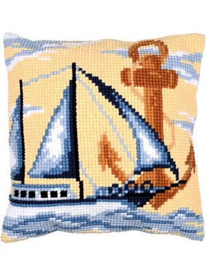 Vervaco Kruissteekkussen kit Zeilboot