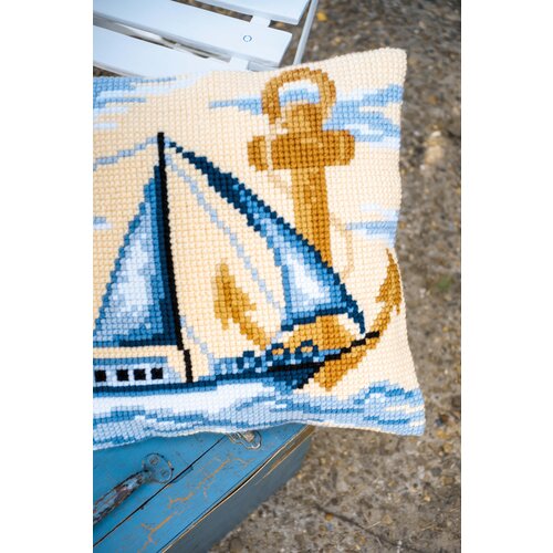 Vervaco Kruissteekkussen kit Zeilboot