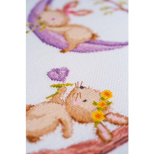 Vervaco Telpakket kit Konijntjes in de bloementuin