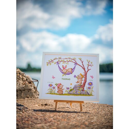 Vervaco Telpakket kit Konijntjes in de bloementuin