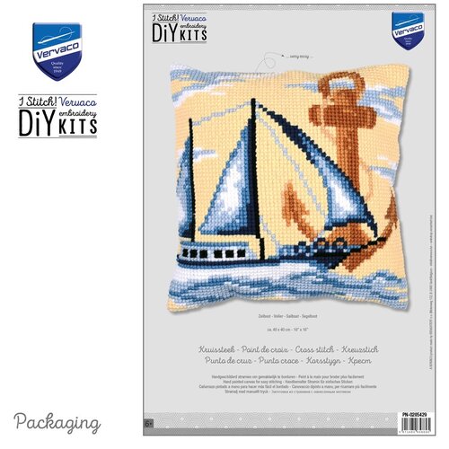 Vervaco Kruissteekkussen kit Zeilboot