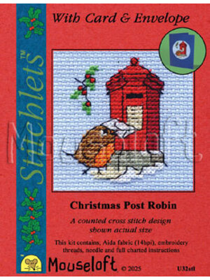 Mouseloft Borduurpakket Christmas Post Robin - Mouseloft Christmas Card Stitchlets