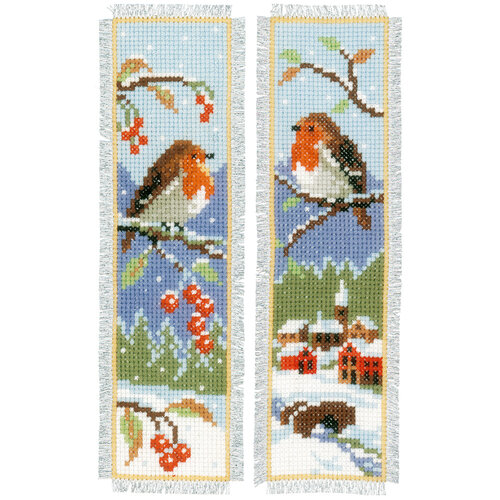 Vervaco Bladwijzer kit Roodborstjes set van 2 Vervaco Bladwijzer kit Roodborstjes set van 2