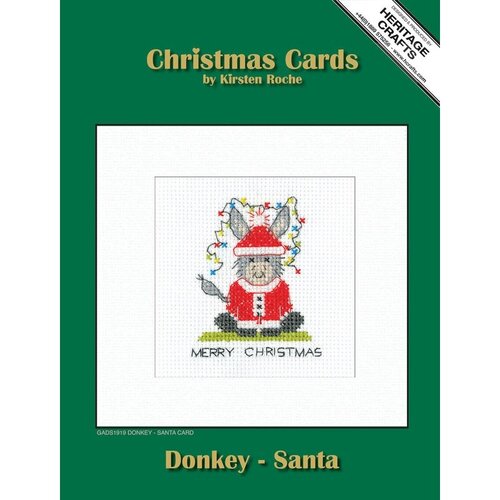 Heritage Crafts Borduurpakket Donkey Card - Santa - Heritage Crafts