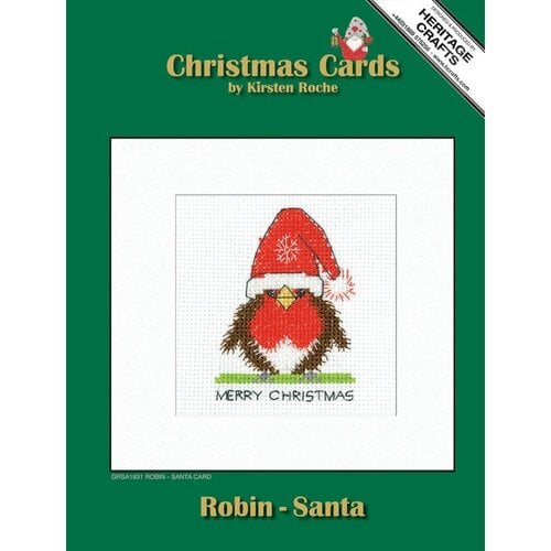 Heritage Crafts Borduurpakket Robin Card - Santa - Heritage Crafts