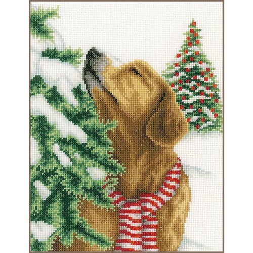 Vervaco Telpakket kit Hond in kerstlandschap