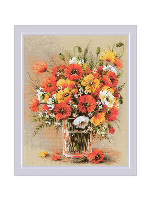 RIOLISf Borduurpakket Field Poppies - RIOLIS RIOLISf Borduurpakket Field Poppies - RIOLIS