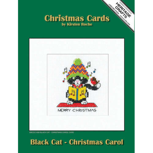 Heritage Crafts Borduurpakket Black Cat Card - Christmas Carol - Heritage Crafts Heritage Crafts Borduurpakket Black Cat Card - Christmas Carol - Heritage Crafts