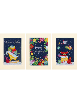 Vervaco Official Wenskaart kit Kerst set van 3 Vervaco Official Wenskaart kit Kerst set van 3