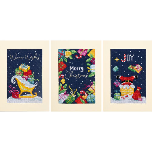 Vervaco Wenskaart kit Kerst set van 3 Vervaco Wenskaart kit Kerst set van 3
