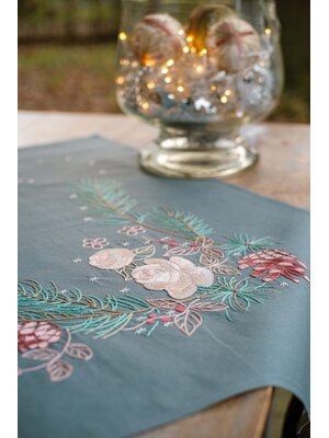 Vervaco Tafelkleed kit Kerstrozen Vervaco Tafelkleed kit Kerstrozen