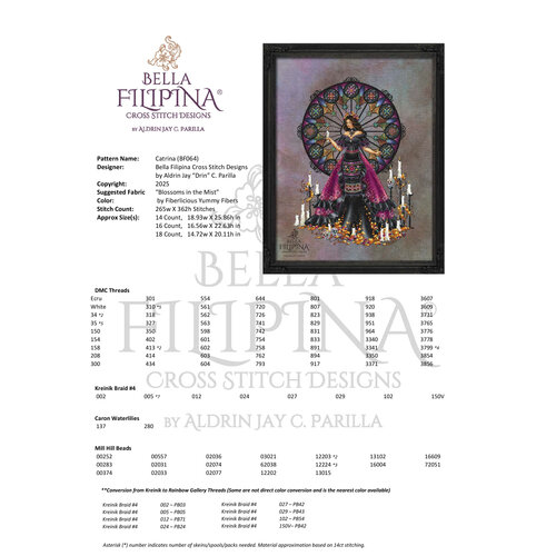 Bella Filipina Designs Borduurpatroon La Catrina - Bella Filipina
