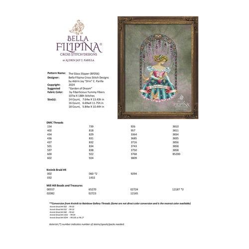 Bella Filipina Designs DMC borduurgarens The Glass Slipper - Bella Filipina