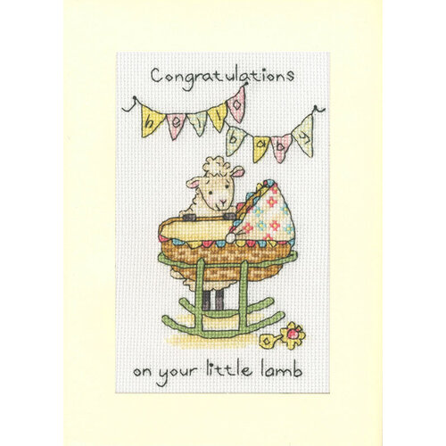 Bothy Threads Borduurpakket Cockadoodle Cards - Little Lamb - Bothy Threads