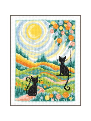 Vervaco Official Telpakket kit Two Cats in the Garden Vervaco Official Telpakket kit Two Cats in the Garden