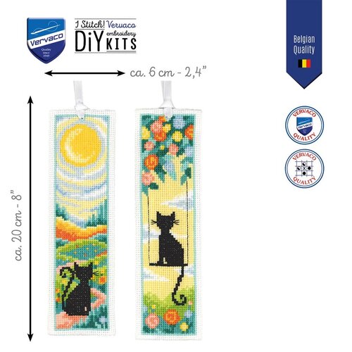 Vervaco Bladwijzer kit Two Cats in the Garden - set van 2