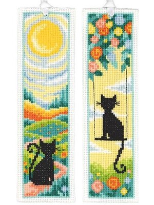 Vervaco Bladwijzer kit Two Cats in the Garden - set van 2