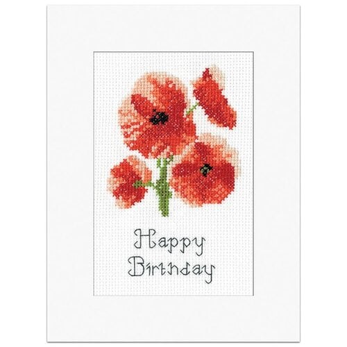 Heritage Crafts Borduurpakket Greeting Card - Poppy - Heritage Crafts