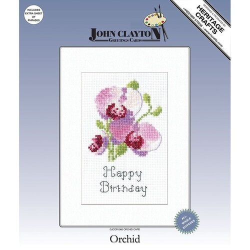 Heritage Crafts Borduurpakket Greeting Card - Orchid - Heritage Crafts