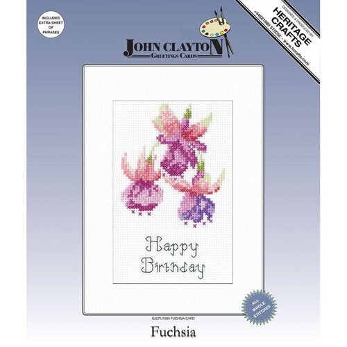 Heritage Crafts Borduurpakket Greeting Card - Fuchsia - Heritage Crafts
