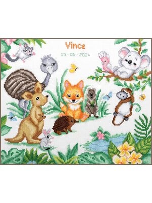 Vervaco Telpakket kit Australische Diertjes - Geboortetegel