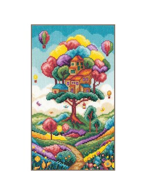 Vervaco Official Telpakket kit Landschap met Boomhut Vervaco Official Telpakket kit Landschap met Boomhut