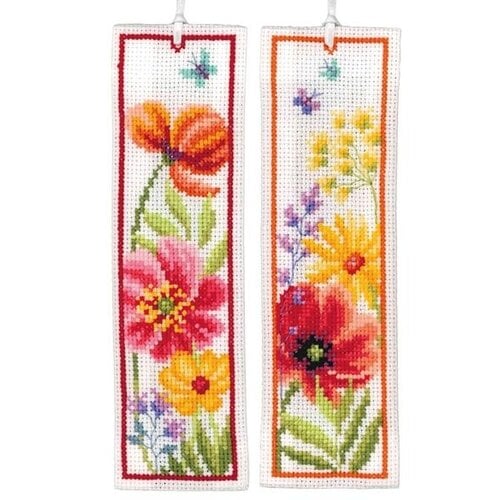 Vervaco Bladwijzer kit Klaprozen en Wilde Bloemen - set van 2