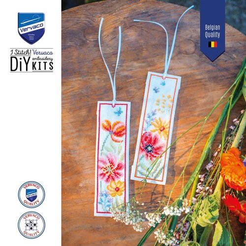 Vervaco Bladwijzer kit Klaprozen en Wilde Bloemen - set van 2