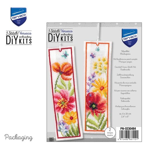 Vervaco Bladwijzer kit Klaprozen en Wilde Bloemen - set van 2
