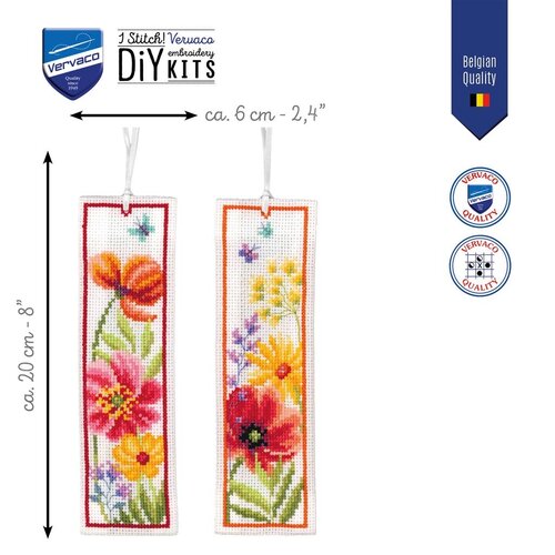 Vervaco Bladwijzer kit Klaprozen en Wilde Bloemen - set van 2