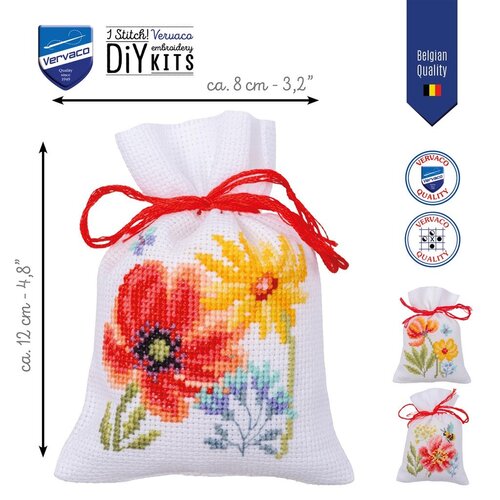 Vervaco Kruidenzakje kit Klaprozen en Wilde Bloemen  set van 3