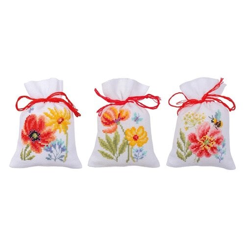 Vervaco Kruidenzakje kit Klaprozen en Wilde Bloemen  set van 3