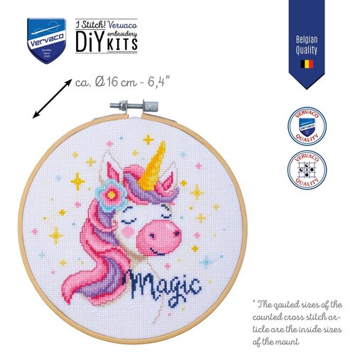 Vervaco Telpakket kit met borduurring - Eenhoorn