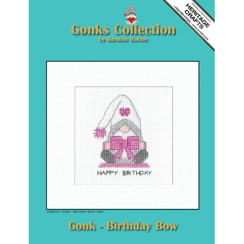 Heritage Crafts Borduurpakket Birthday Card Gonk - Bow - Heritage Crafts