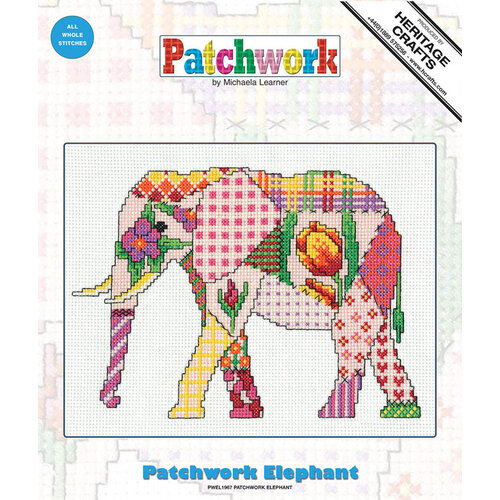 Heritage Crafts Borduurpakket Patchwork Elephant - Heritage Crafts Heritage Crafts Borduurpakket Patchwork Elephant - Heritage Crafts