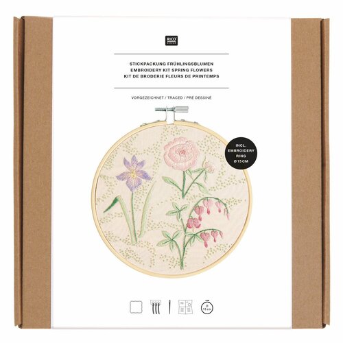 Rico Design Borduurpakket  Vrij Borduren - Voorjaarsbloemen