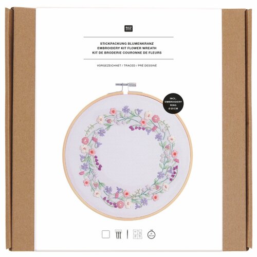 Rico Design Borduurpakket  Vrij Borduren - Bloemenkrans