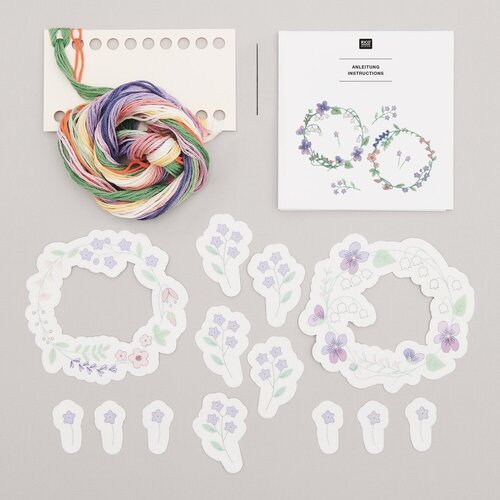 Rico Design Vrij Borduren Borduurpakket - Stick & Stitch Kit Bloemenkrans XL