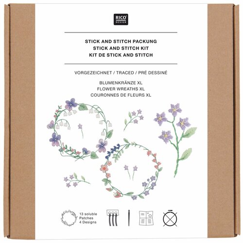Rico Design Vrij Borduren Borduurpakket - Stick & Stitch Kit Bloemenkrans XL